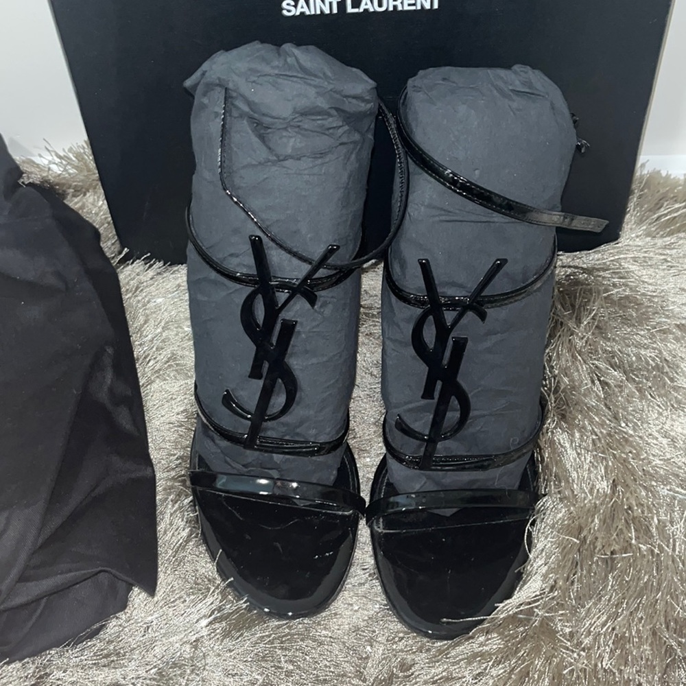 Black patent leather YSL stiletto